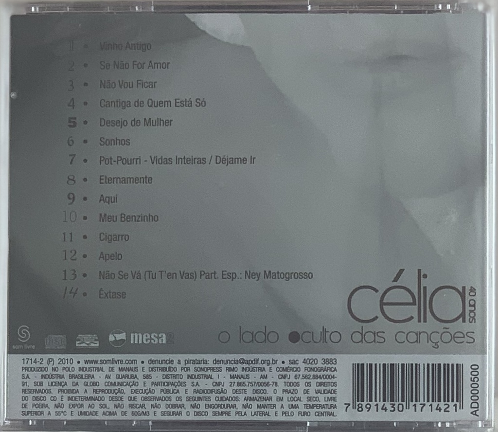 Célia – O Lado Oculto Das Canções - Célia 40 Anos CD novo